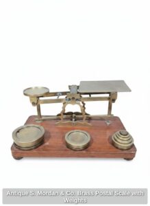 Antique-S.-Mordan-Co.-Brass-Postal-Scale-with-Weights