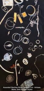 Assorted-Sterling-Silver-Jewelry-Lot-Artisan-Boho-and-Vintage-Styles