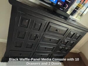 Black-Waffle-Panel-Media-Console-with-Drawers-and-Doors-second-image