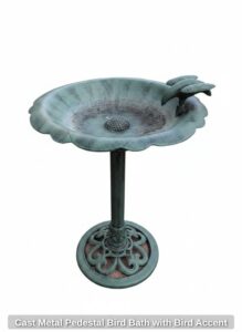 Cast-Metal-Pedestal-Bird-Bath-with-Bird-Accent