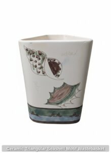 Ceramic-Triangular-Seashell-Motif-Wastebasket