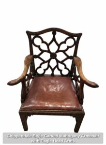 Chippendale-Style-Carved-Mahogany-Armchair-with-Eagle-Head-Arms