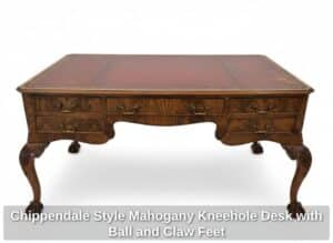 Chippendale-Style-Mahogany-Kneehole-Desk-with-Ball-and-Claw-Feet-second-image