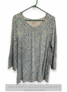 Croft-Barrow-Womens-Geometric-Print-Long-Sleeve-Top