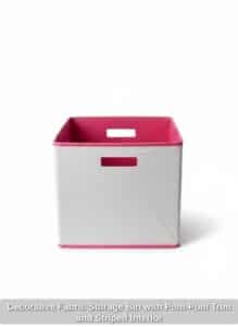 Decorative-Fabric-Storage-Bin-with-Pom-Pom-Trim-and-Striped-Interior