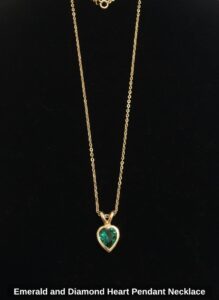 Emerald-and-Diamond-Heart-Pendant-Necklace-third-image