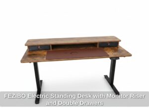 FEZIBO-Electric-Standing-Desk-with-Monitor-Riser-and-Double-Drawers