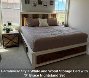 Farmhouse-Style-White-and-Wood-Storage-Bed-with-X-Brace-Nightstand-Set