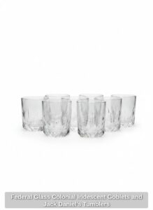 Federal-Glass-Colonial-Iridescent-Goblets-and-Jack-Daniels-Tumblers