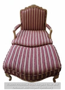 French-Provincial-Style-Bergre-Chair-and-Ottoman-with-Striped-Upholstery