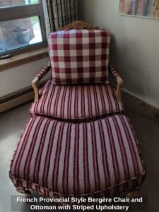 French-Provincial-Style-Bergre-Chair-and-Ottoman-with-Striped-Upholstery-second-image