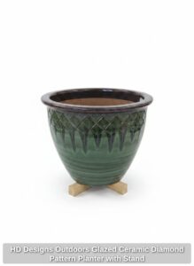 HD-Designs-Outdoors-Glazed-Ceramic-Diamond-Pattern-Planter-with-Stand