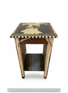 Hand-Painted-Folk-Art-Bear-Side-Table-second-image