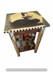 Hand-Painted-Folk-Art-Bear-Side-Table-third-image