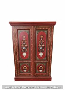 Hand-Painted-Moroccan-Red-Armoire-Cabinet