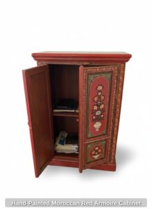 Hand-Painted-Moroccan-Red-Armoire-Cabinet-second-image