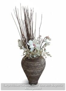 Large-Ribbed-Ceramic-Floor-Vase-with-Magnolia-Arrangement
