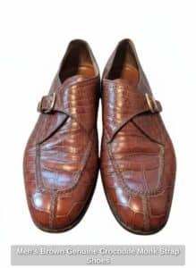Mens-Brown-Genuine-Crocodile-Monk-Strap-Shoes