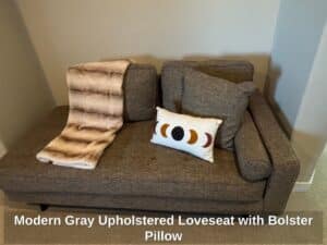 Modern-Gray-Upholstered-Loveseat-with-Bolster-Pillow
