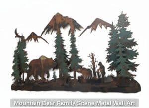Mountain-Bear-Family-Scene-Metal-Wall-Art