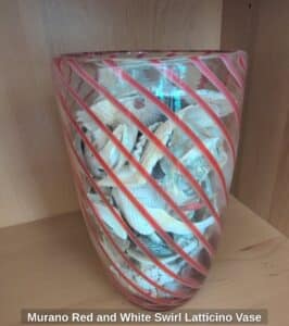 Murano-Red-and-White-Swirl-Latticino-Vase