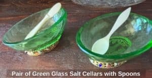 Pair-of-Green-Glass-Salt-Cellars-with-Spoons