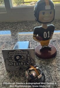 Pittsburgh-Steelers-Autographed-Mini-Helmet-Ben-Roethlisberger-Snow-Globe-Lot-sixth-image