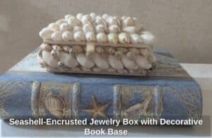 Seashell-Encrusted-Jewelry-Box-with-Decorative-Book-Base