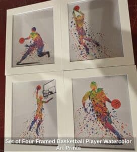 Set-of-Four-Framed-Basketball-Player-Watercolor-Art-Prints