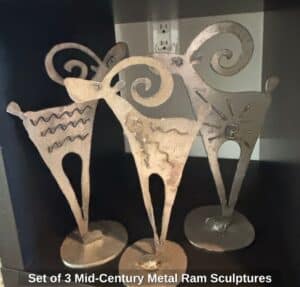 Set-of-Mid-Century-Metal-Ram-Sculptures