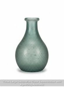 Three-Large-Decorative-Glass-Vases-or-Bottles-with-Aged-or-Dug-Aesthetic-third-image