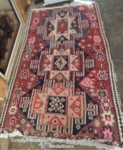 Vintage-Anatolian-Kilim-Rug-with-Geometric-Medallions