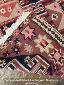 Vintage-Anatolian-Kilim-Rug-with-Geometric-Medallions-third-image