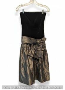 Vintage-Black-Velvet-and-Satin-Strapless-Dress
