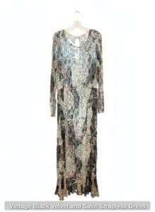 Vintage-Black-Velvet-and-Satin-Strapless-Dress-fourth-image