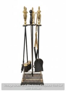 Vintage-Brass-and-Black-Iron-Fireplace-Tool-Set-with-Bellows