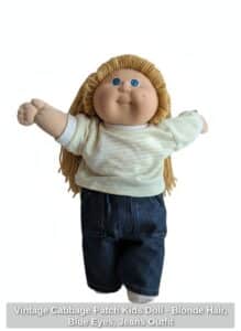 Vintage-Cabbage-Patch-Kids-Doll-Blonde-Hair-Blue-Eyes-Jeans-Outfit