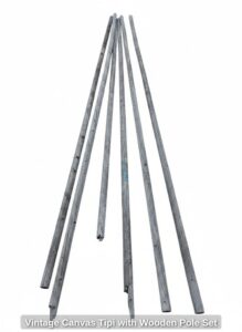 Vintage-Canvas-Tipi-with-Wooden-Pole-Set-seventh-image