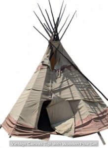 Vintage-Canvas-Tipi-with-Wooden-Pole-Set-third-image