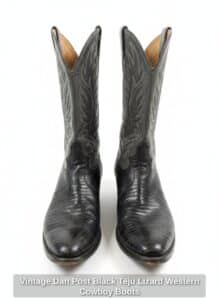 Vintage-Dan-Post-Black-Teju-Lizard-Western-Cowboy-Boots