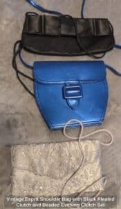 Vintage-Esprit-Shoulder-Bag-with-Black-Pleated-Clutch-and-Beaded-Evening-Clutch-Set