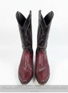 Vintage-Mens-Tony-Lama-Teju-Lizard-Skin-Cowboy-Boots
