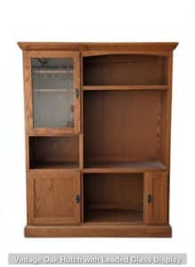 Vintage-Oak-Hutch-with-Leaded-Glass-Display