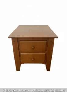 Vintage-Oak-Two-Drawer-Shaker-Style-Nightstand