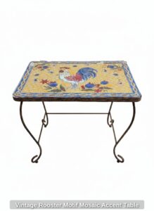Vintage-Rooster-Motif-Mosaic-Accent-Table