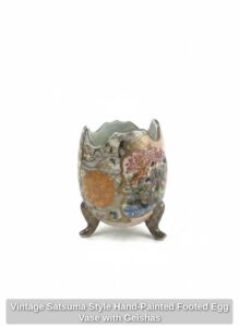 Vintage-Satsuma-Style-Hand-Painted-Footed-Egg-Vase-with-Geishas