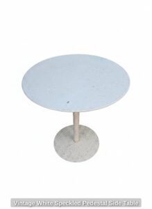 Vintage-White-Speckled-Pedestal-Side-Table