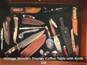 Vintage-Wooden-Display-Coffee-Table-with-Knife-Set-second-image
