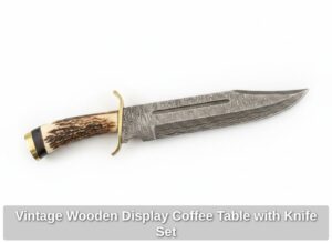 Vintage-Wooden-Display-Coffee-Table-with-Knife-Set-third-image