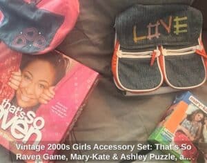 Vintage-s-Girls-Accessory-Set-Thats-So-Raven-Game-Mary-Kate-Ashley-Puzzle-and-Denim-Backpack